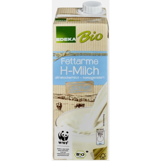 Bio Fettarme H-Milch 1,5% 1L EDEKA Bio Fettarme H-Milch 1,5% 1L -Kaffee-Tee Sales bio edeka hmilch fettarm 15 1l