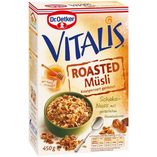 Vitalis Roasted Müsli Schoko-Nuss 450G Dr. Oetker Vitalis Roasted Müsli Schoko-Nuss 450G -Kaffee-Tee Sales dr.oetkerroastedmslischoko nuss