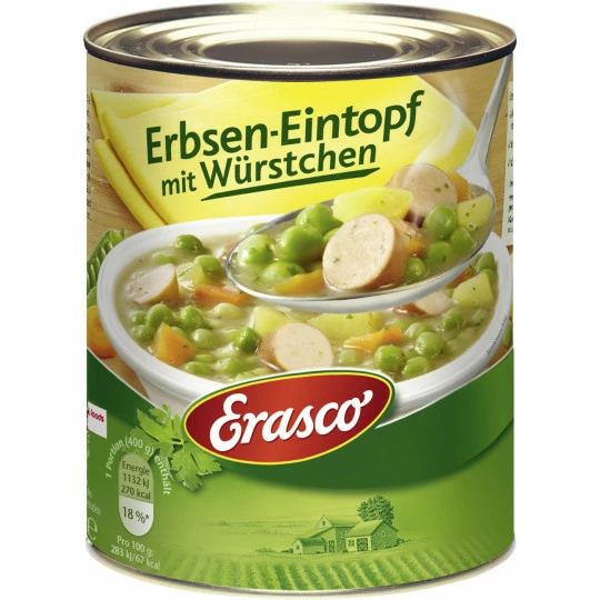 Erbsen-Eintopf mit Würstchen 800G Erasco Erbsen-Eintopf Mit Würstchen 800G -Kaffee-Tee Sales erasco erbseneintopf mit wrstchen 800 g