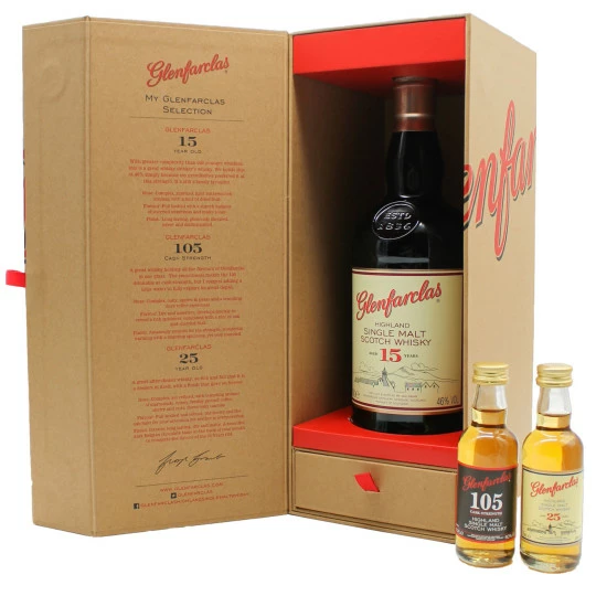 Glenfarclas Whisky Mit 2 Miniaturen 15 Jahre 46% GP 0,8L -Kaffee-Tee Sales glenfarclas 15 years old whisky mit 2 miniaturen geschenkpackung 46 08l