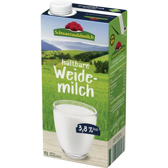 Haltbare Weidemilch 3,8% 1L Schwarzwaldmilch Haltbare Weidemilch 3,8% 1L -Kaffee-Tee Sales schwzwhweidenmilch 38 1l